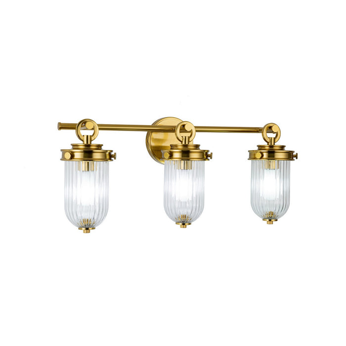 Artcraft AC12023BR Three Light Bathroom Vanity, Vintage Brass