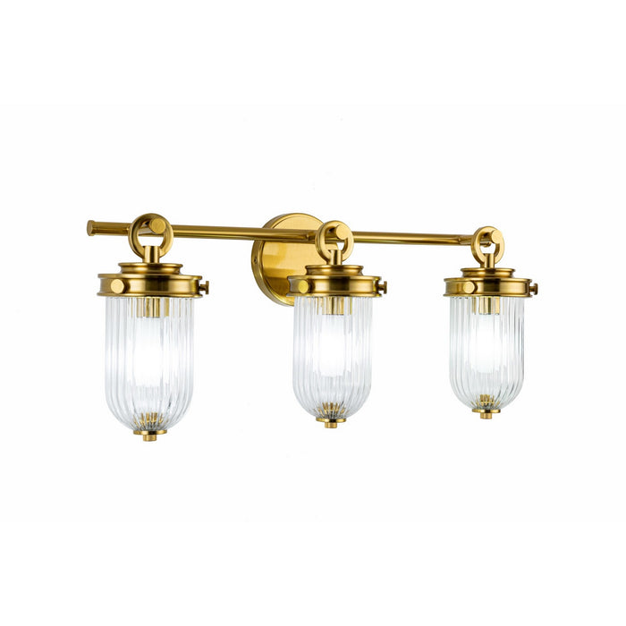 Artcraft AC12023BR Three Light Bathroom Vanity, Vintage Brass