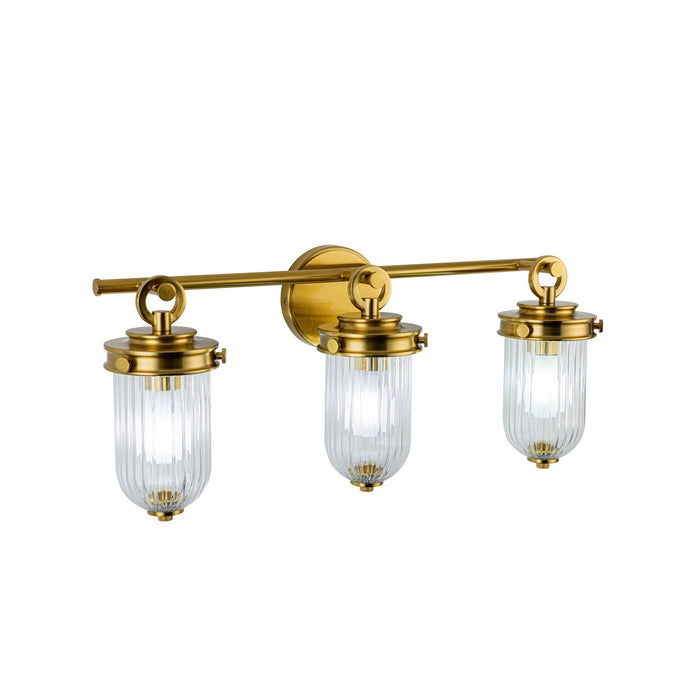 Artcraft AC12023BR Three Light Bathroom Vanity, Vintage Brass