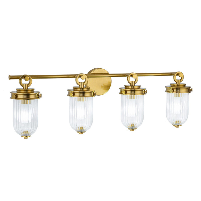 Artcraft AC12024BR Four Light Bathroom Vanity, Vintage Brass