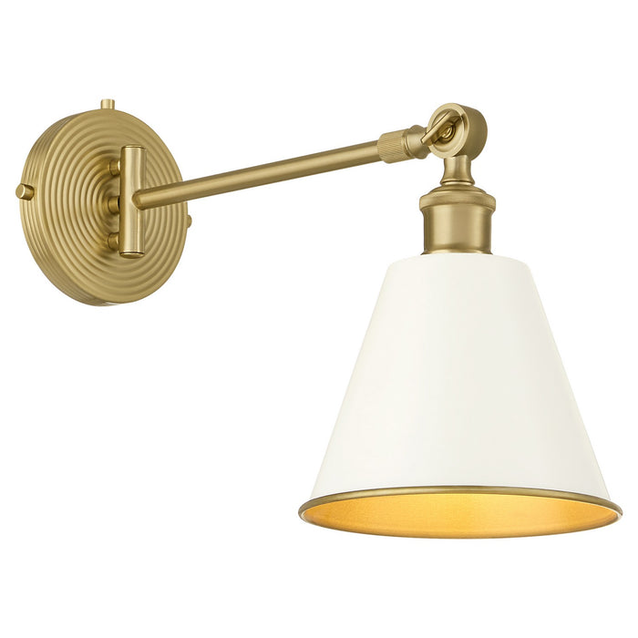 Quorum 5320-1-0880 One Light Wall Mount, Studio White w/ Aged Brass