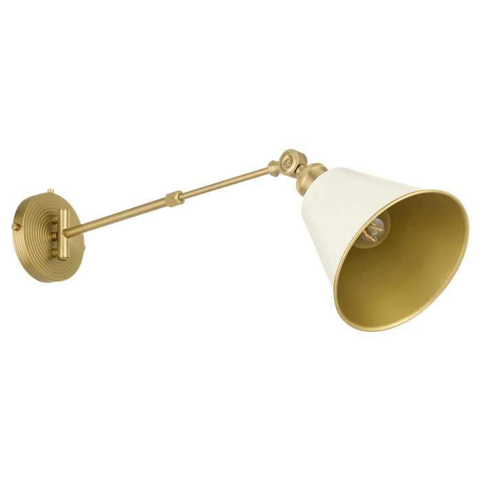 Quorum 5320-1-0880 One Light Wall Mount, Studio White w/ Aged Brass