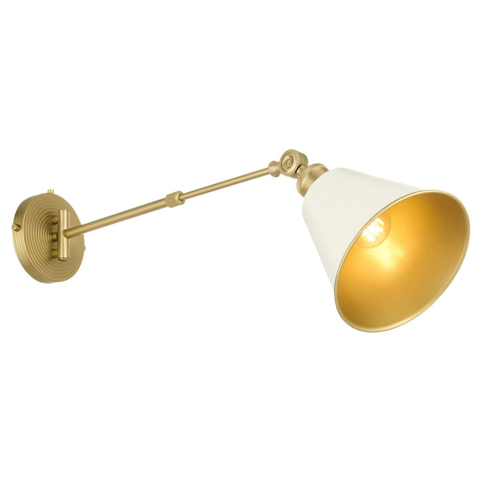 Quorum 5320-1-0880 One Light Wall Mount, Studio White w/ Aged Brass