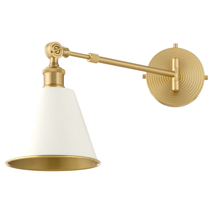Quorum 5320-1-0880 One Light Wall Mount, Studio White w/ Aged Brass