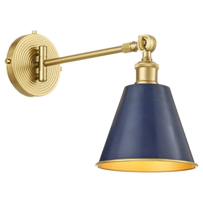 Quorum 5320-1-3280 One Light Wall Mount, Blue w/ Aged Brass
