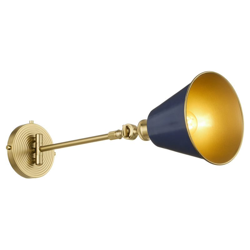 Quorum 5320-1-3280 One Light Wall Mount, Blue w/ Aged Brass