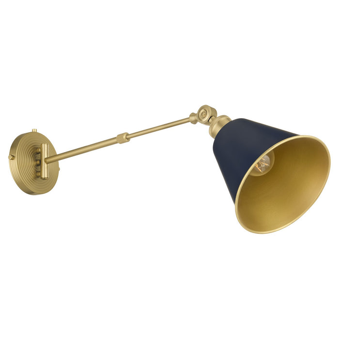 Quorum 5320-1-3280 One Light Wall Mount, Blue w/ Aged Brass