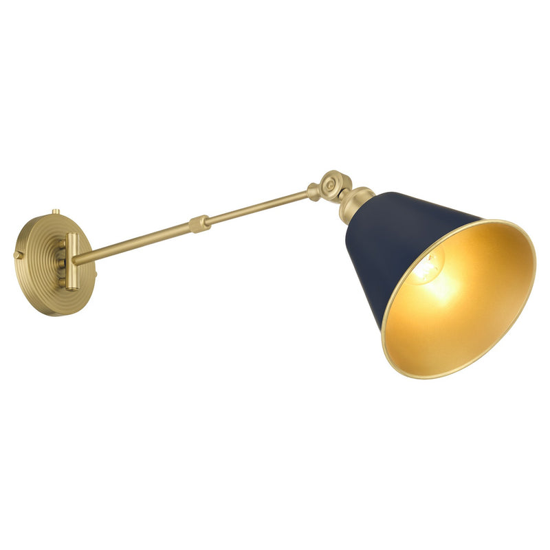 Quorum 5320-1-3280 One Light Wall Mount, Blue w/ Aged Brass
