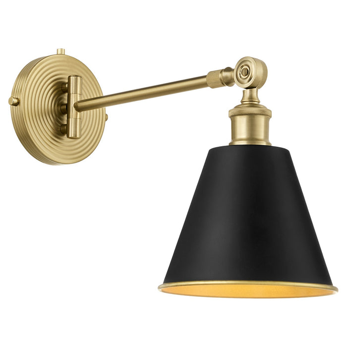 Quorum 5320-1-5980 One Light Wall Mount, Matte Black w/ Aged Brass