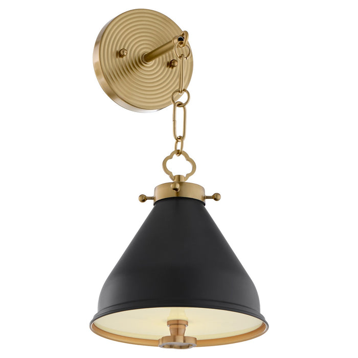 Quorum 5863-1-5980 One Light Wall Mount, Matte Black / Aged Brass