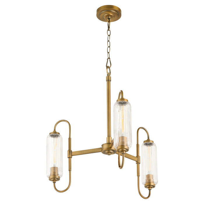 Quorum 6015-3-47 Three Light Chandelier, Brushed Brass