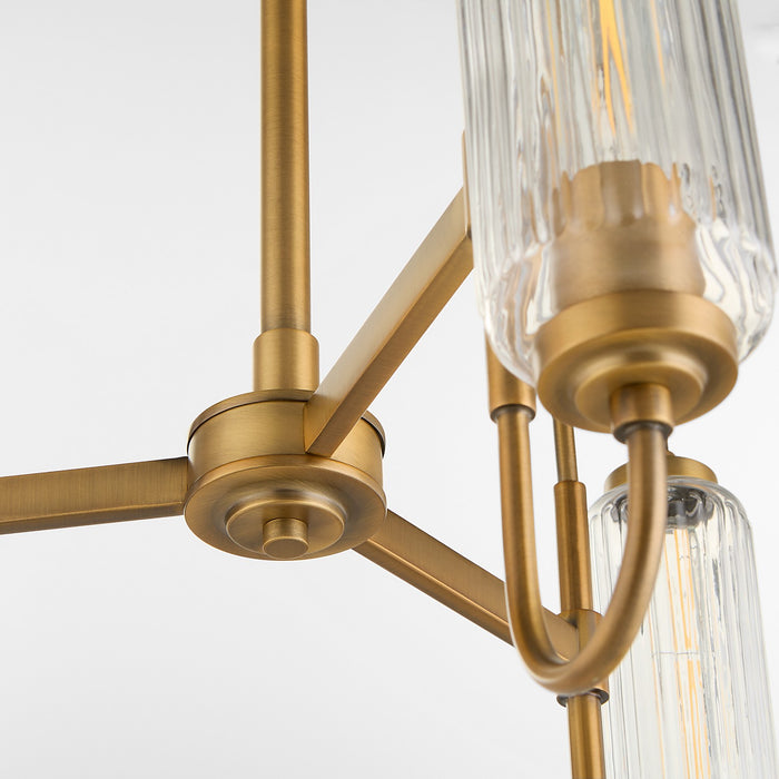 Quorum 6015-3-47 Three Light Chandelier, Brushed Brass
