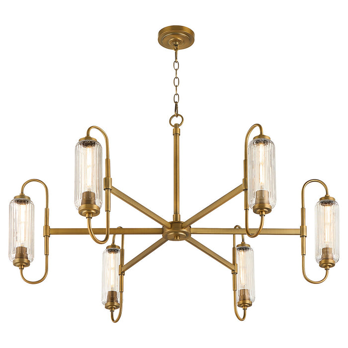 Quorum 6015-6-47 Six Light Chandelier, Brushed Brass