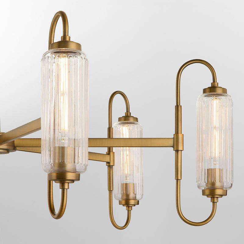 Quorum 6015-6-47 Six Light Chandelier, Brushed Brass