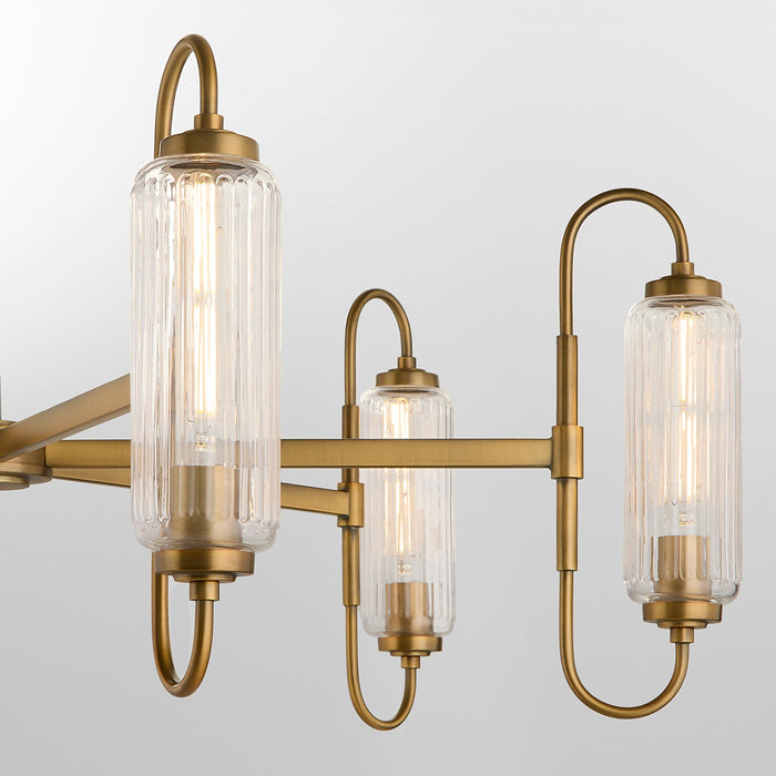 Quorum 6015-6-47 Six Light Chandelier, Brushed Brass
