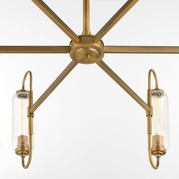 Quorum 6015-6-47 Six Light Chandelier, Brushed Brass