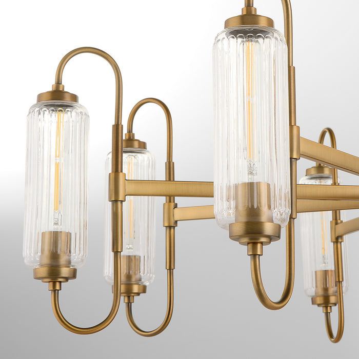Quorum 6015-8-47 Eight Light Chandelier, Brushed Brass