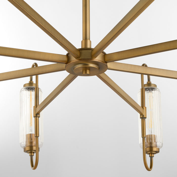 Quorum 6015-8-47 Eight Light Chandelier, Brushed Brass