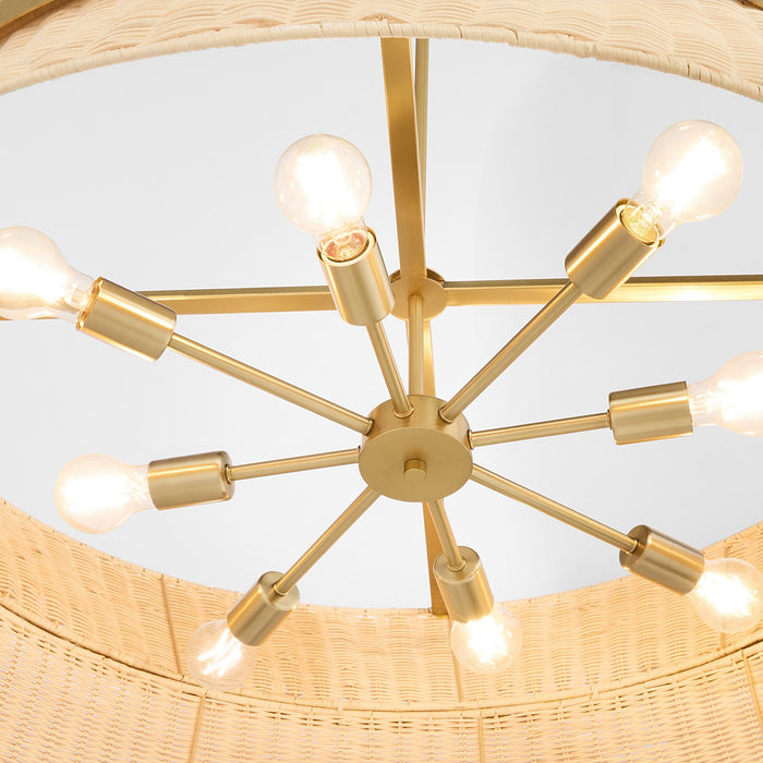 Quorum 6123-8-47 Eight Light Pendant, Brushed Brass