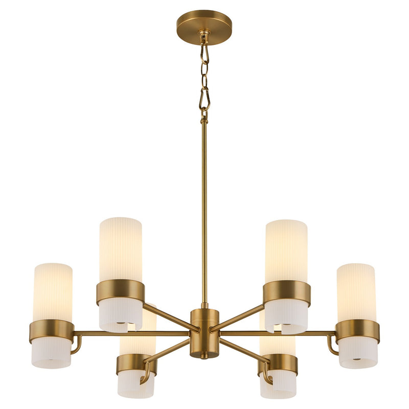 Quorum 6169-6-47 Six Light Chandelier, Brushed Brass