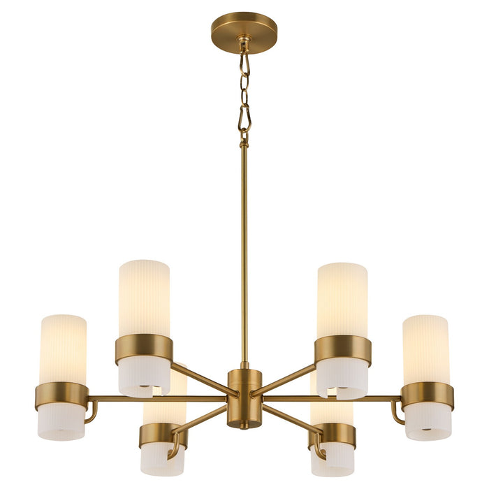 Quorum 6169-6-47 Six Light Chandelier, Brushed Brass