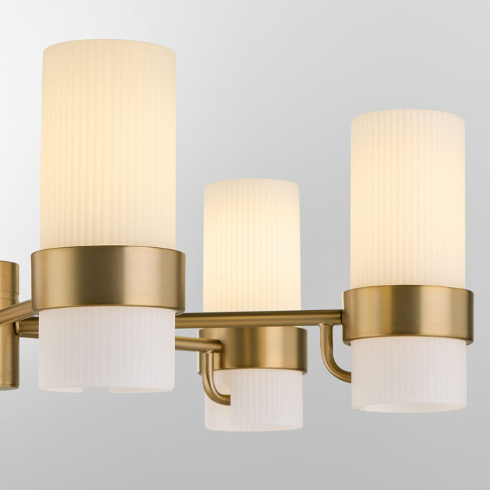 Quorum 6169-6-47 Six Light Chandelier, Brushed Brass
