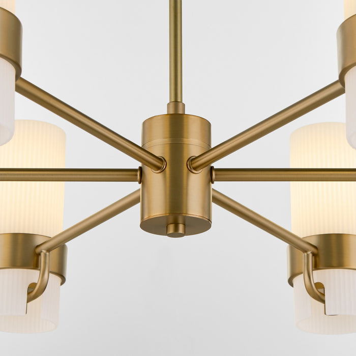 Quorum 6169-6-47 Six Light Chandelier, Brushed Brass