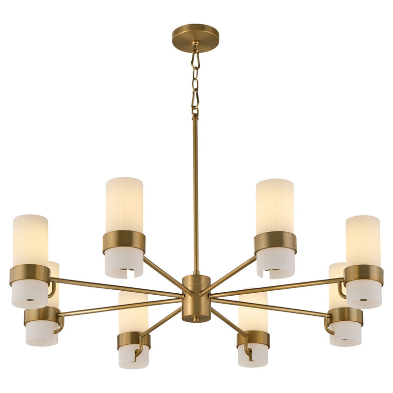 Quorum 6169-8-47 Eight Light Chandelier, Brushed Brass