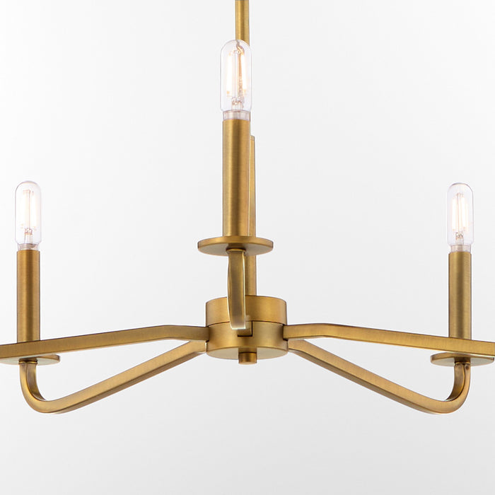 Quorum 6307-5-47 Five Light Chandelier, Brushed Brass