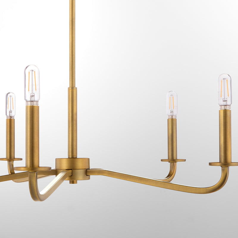 Quorum 6307-5-47 Five Light Chandelier, Brushed Brass