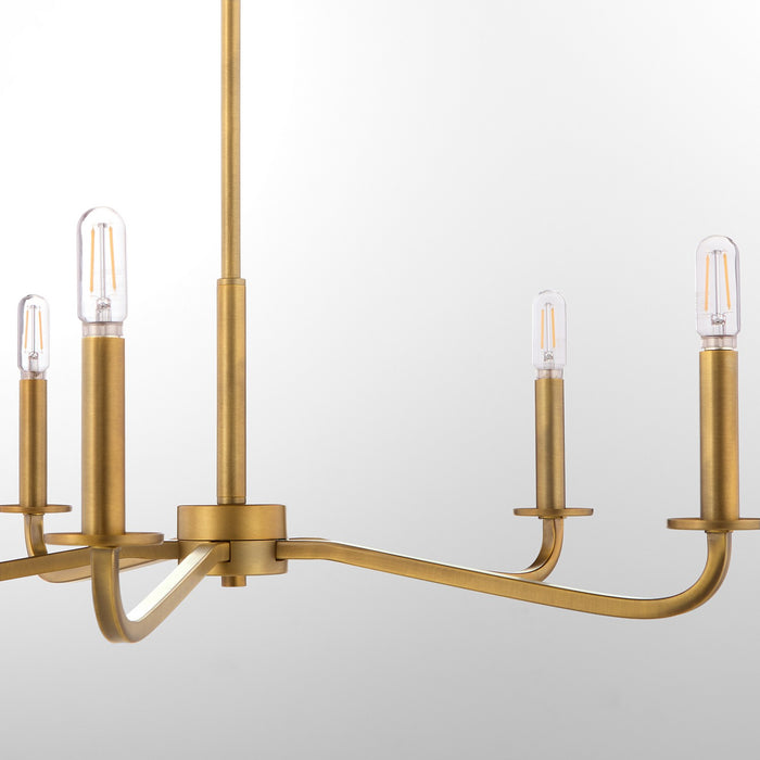 Quorum 6307-5-47 Five Light Chandelier, Brushed Brass
