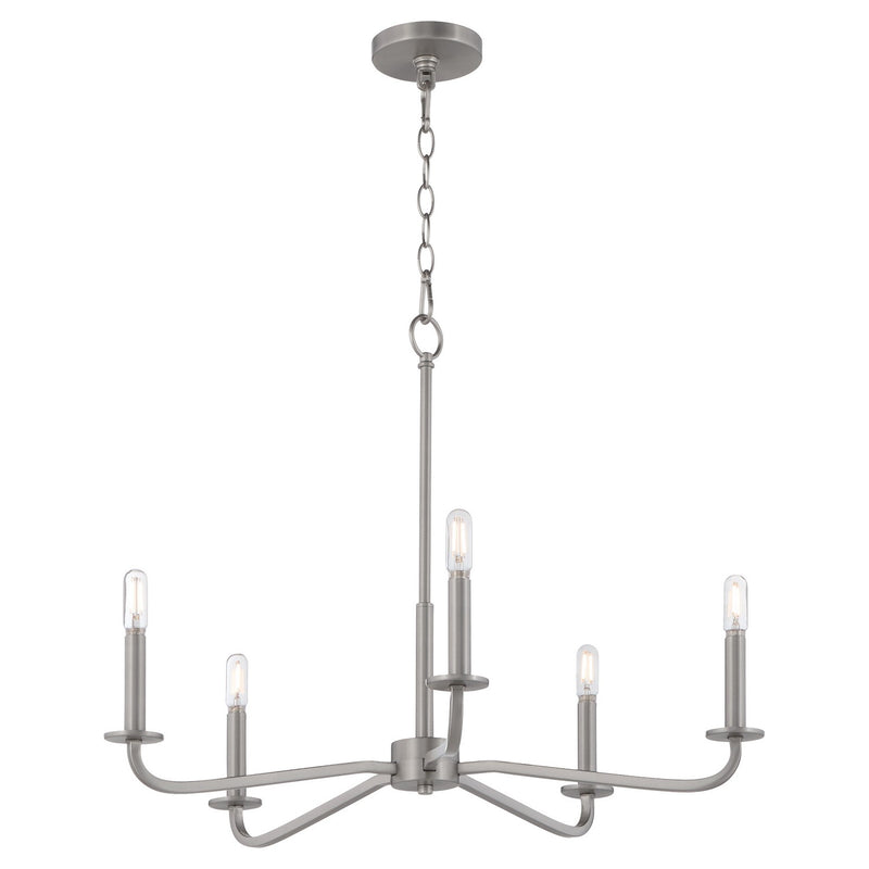 Quorum 6307-5-65 Five Light Chandelier, Satin Nickel