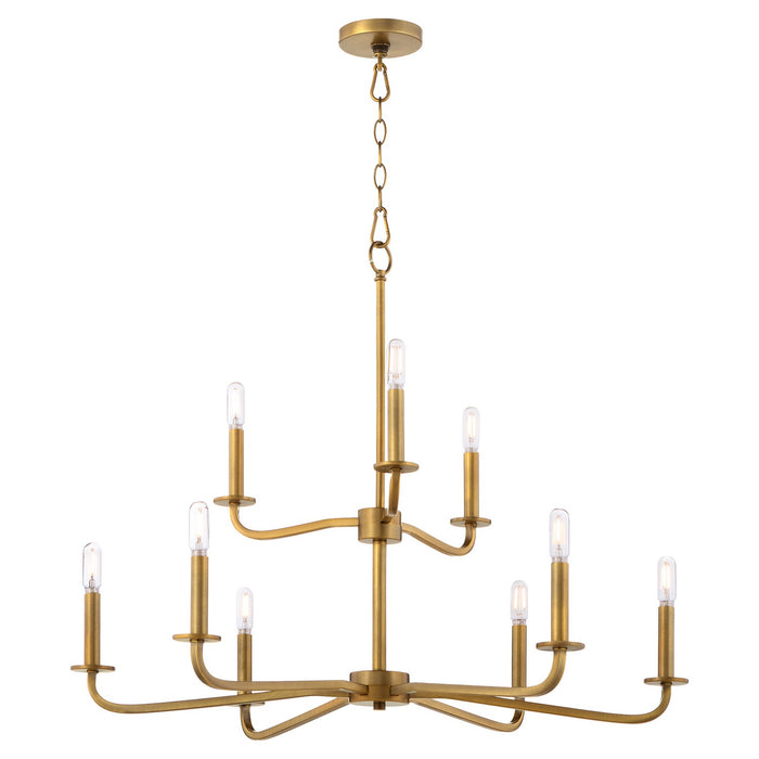 Quorum 6307-9-47 Nine Light Chandelier, Brushed Brass