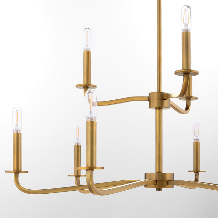 Quorum 6307-9-47 Nine Light Chandelier, Brushed Brass