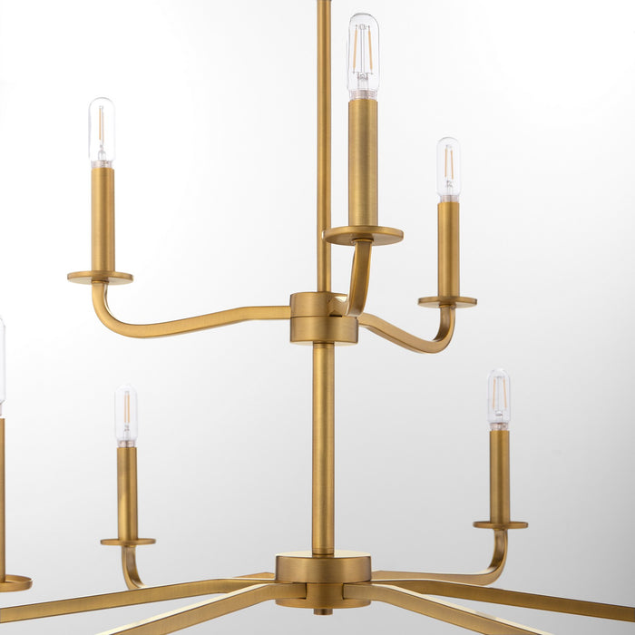 Quorum 6307-9-47 Nine Light Chandelier, Brushed Brass