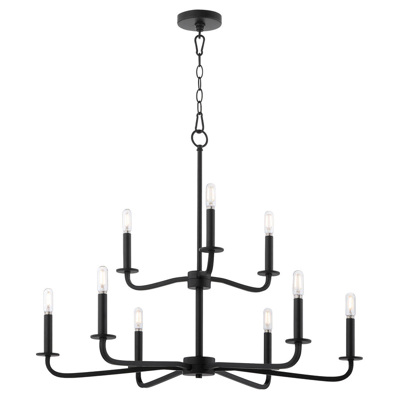Quorum 6307-9-59 Nine Light Chandelier, Matte Black
