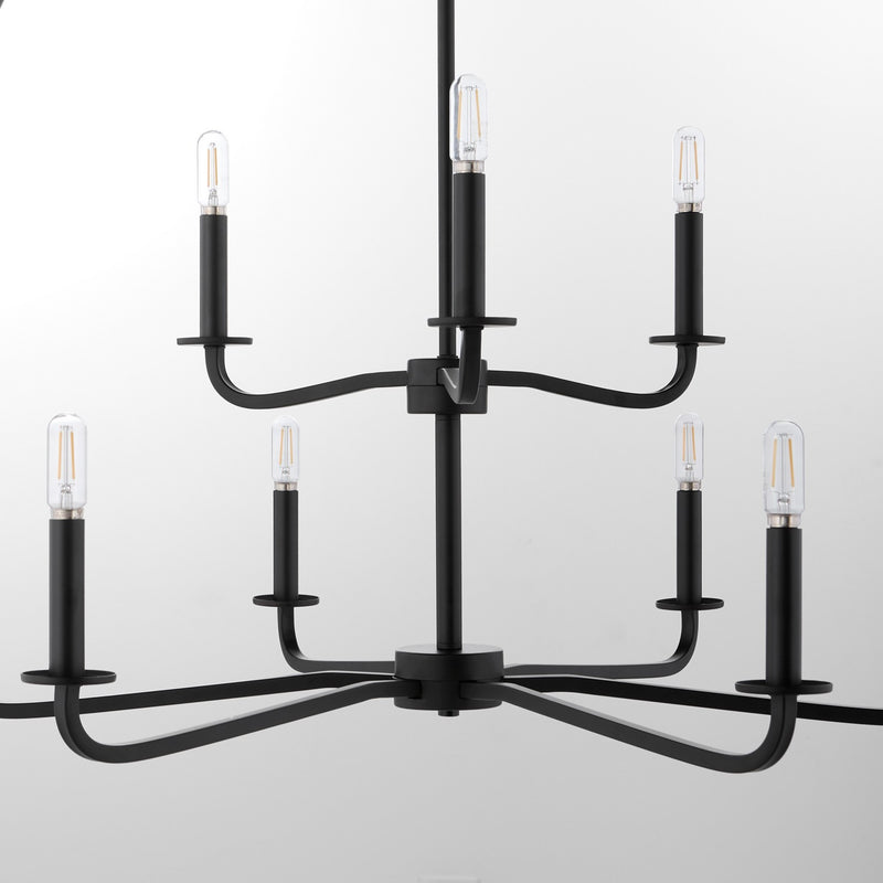 Quorum 6307-9-59 Nine Light Chandelier, Matte Black