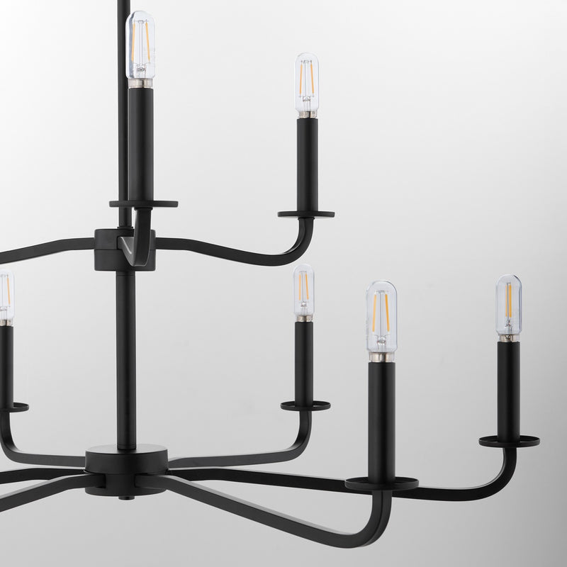 Quorum 6307-9-59 Nine Light Chandelier, Matte Black