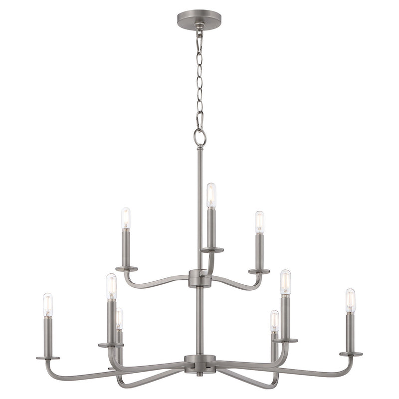 Quorum 6307-9-65 Nine Light Chandelier, Satin Nickel