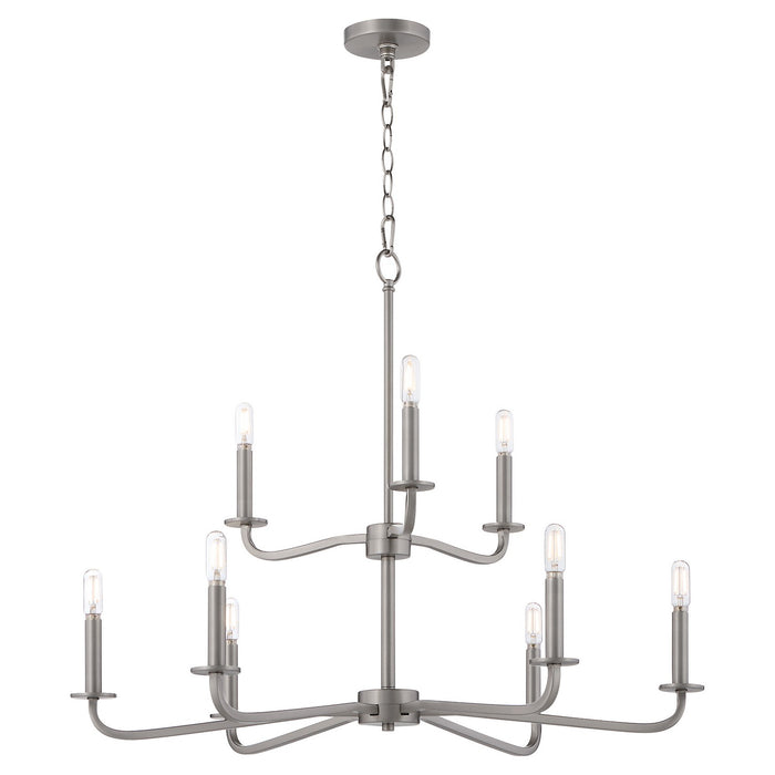 Quorum 6307-9-65 Nine Light Chandelier, Satin Nickel