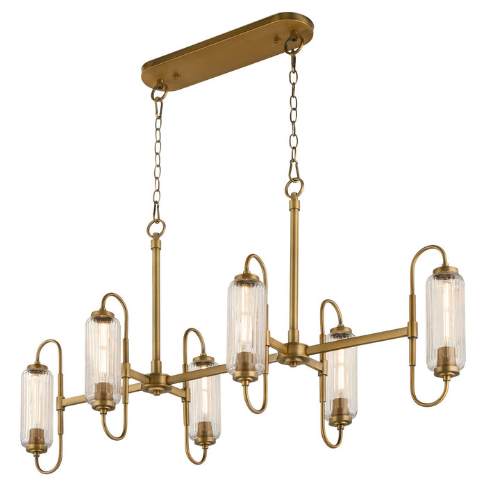 Quorum 6615-6-47 Six Light Pendant, Brushed Brass