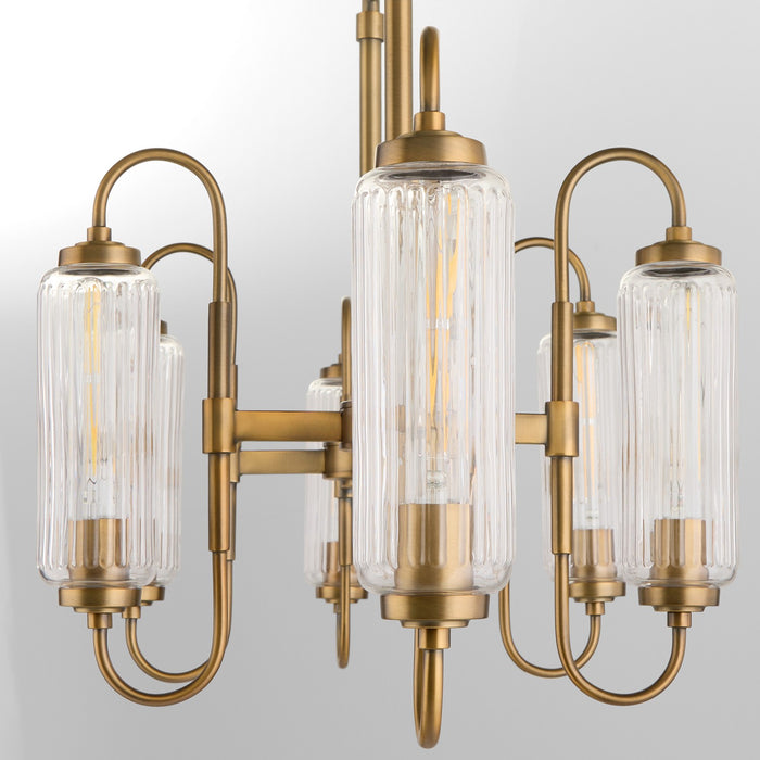 Quorum 6615-6-47 Six Light Pendant, Brushed Brass