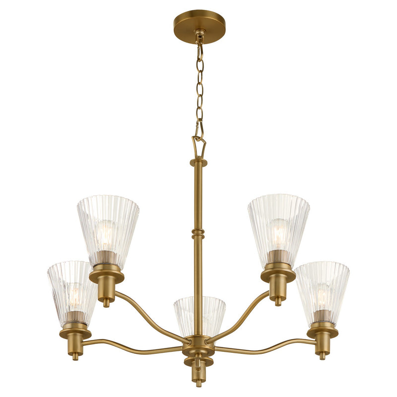 Quorum 6803-5-47 Five Light Chandelier, Brushed Brass