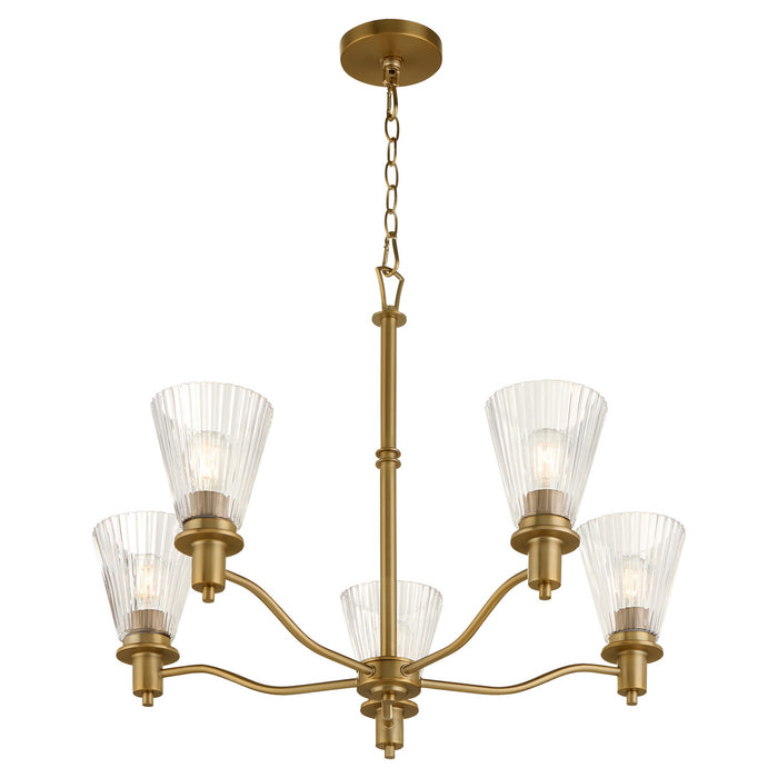 Quorum 6803-5-47 Five Light Chandelier, Brushed Brass