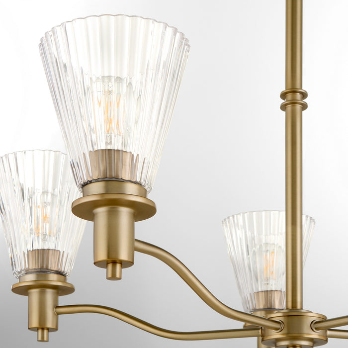 Quorum 6803-5-47 Five Light Chandelier, Brushed Brass