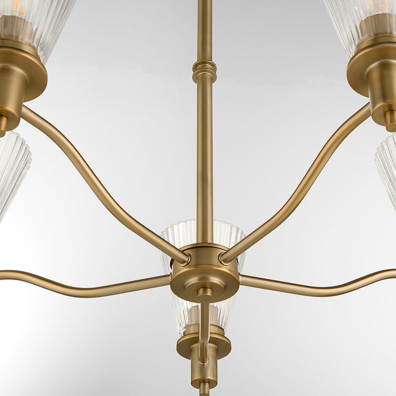 Quorum 6803-5-47 Five Light Chandelier, Brushed Brass