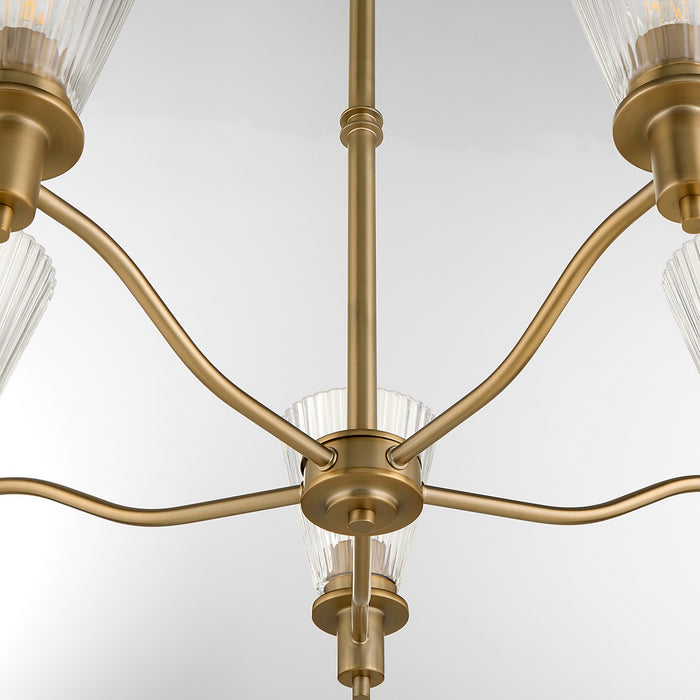 Quorum 6803-5-47 Five Light Chandelier, Brushed Brass