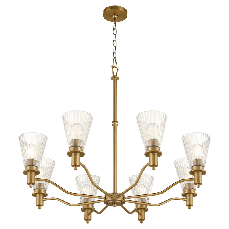 Quorum 6803-8-47 Eight Light Chandelier, Brushed Brass