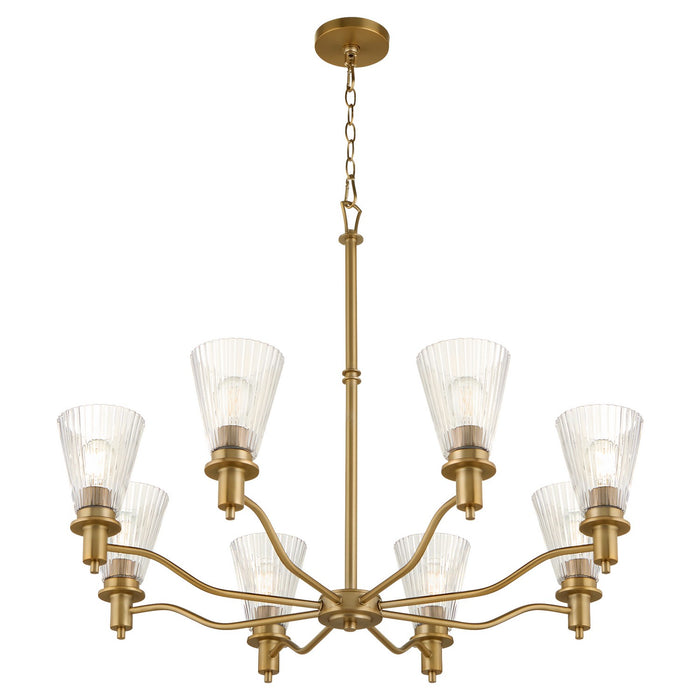 Quorum 6803-8-47 Eight Light Chandelier, Brushed Brass