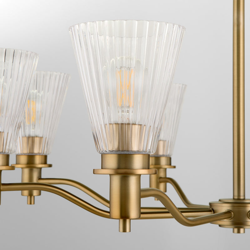 Quorum 6803-8-47 Eight Light Chandelier, Brushed Brass